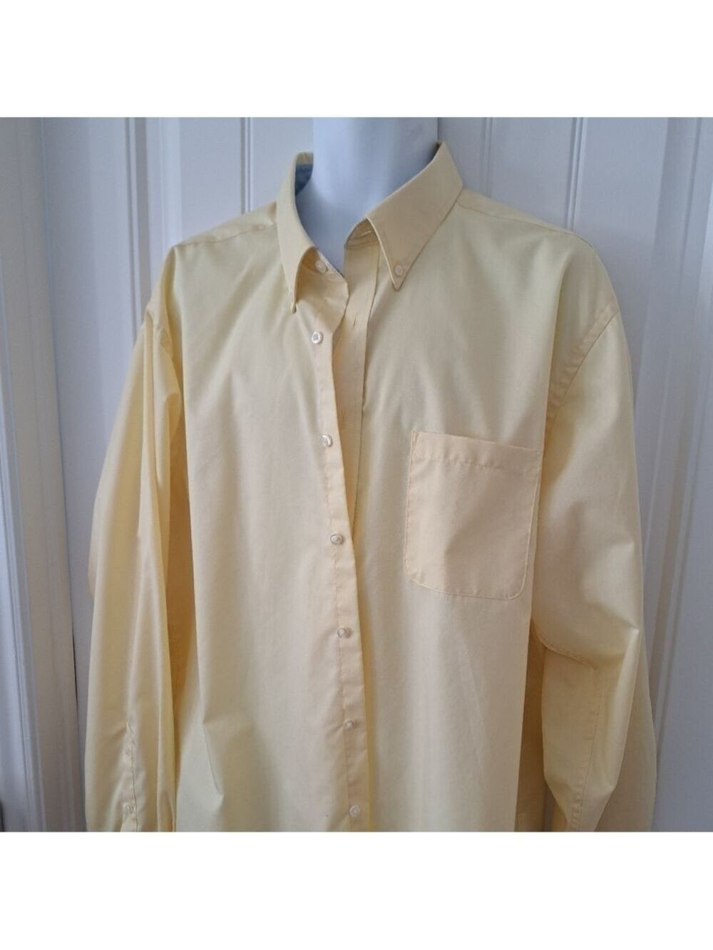 Mens CHAPS Yellow Classic Cotton Twill Blend Button Down Oxford Shirt 18-18.5 Xl